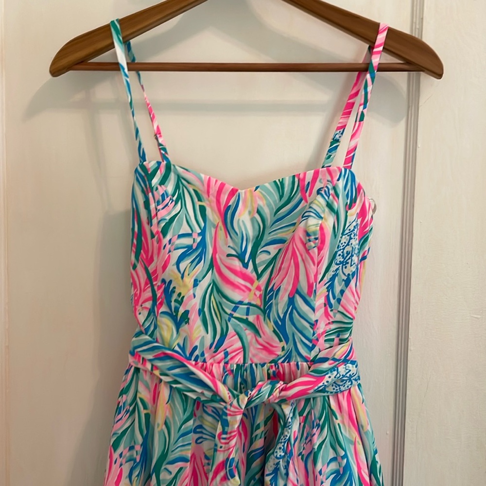 New Lilly Pulitzer Edith Cotton Multi Sea Turtle Soirée Tiered Midi Dress size 2 - Picture 6 of 16